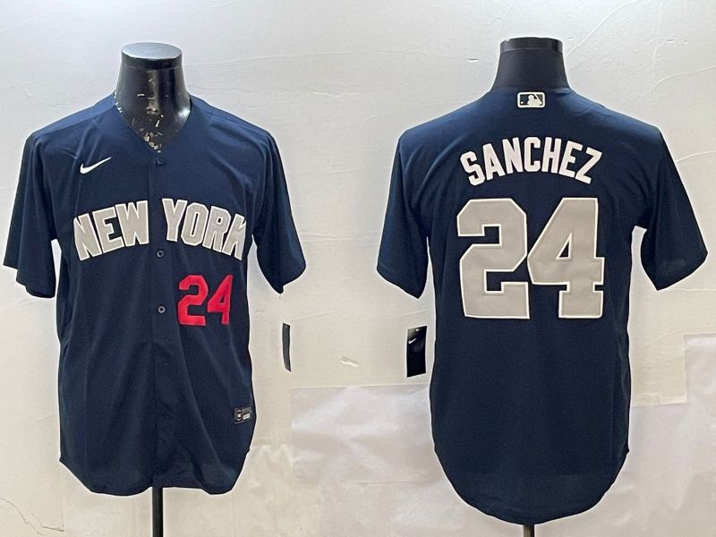 Men New York Yankees #24 Sanchez Blue Game 2025 Nike MLB Jersey style 2->new york yankees->MLB Jersey
